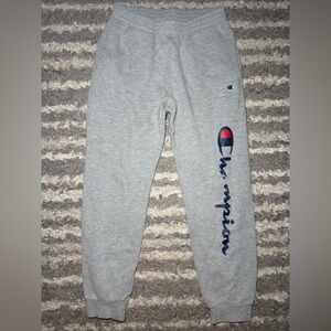 Boys Champion Jogger Pants L Large Sweatpants Gray Logo Pull On